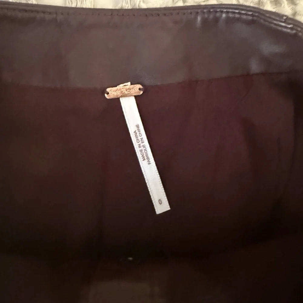 Free people  Button-Front Leather Skirt